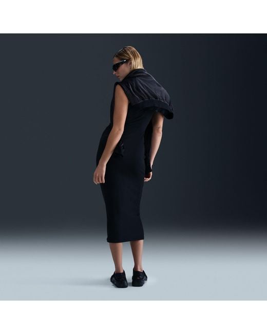 Nike Black Chill Knitted Mini Rib Tank Bodycon Dress