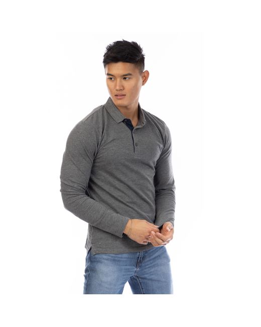 Peter Werth Gray Glasby Long Sleeve Polo Shirt for men