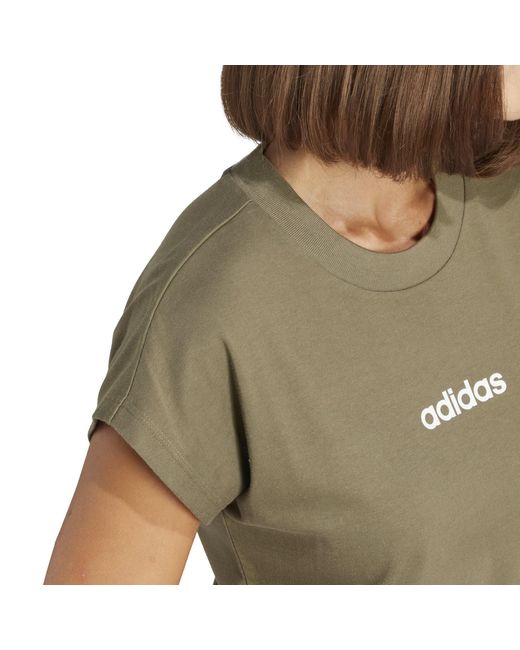Adidas Green Essentials Linear Cotton T-Shirt