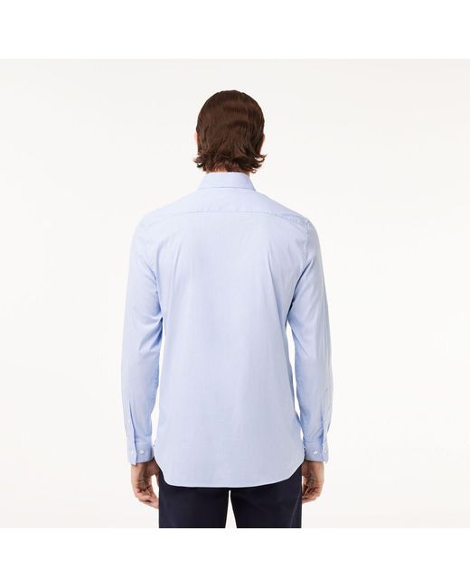 Lacoste Blue Slim Fit Striped Stretch Poplin Shirt for men