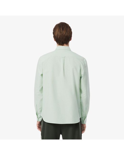 Lacoste Green Regular-Fit Striped Oxford Shirt for men