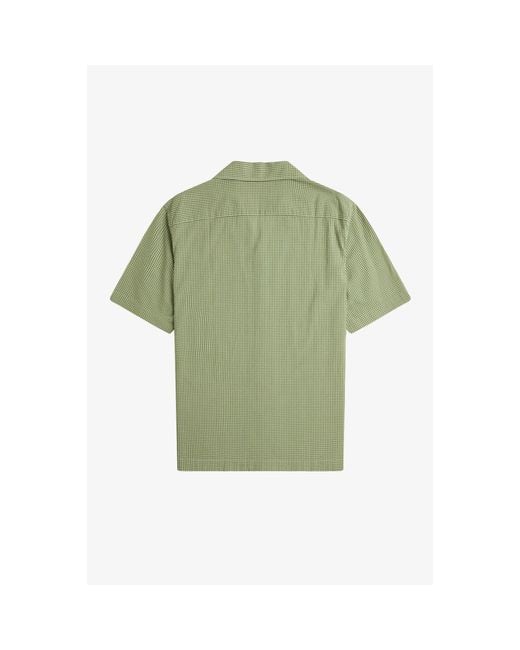 Fred Perry Green Gingham Short Sleeve Shirt for men