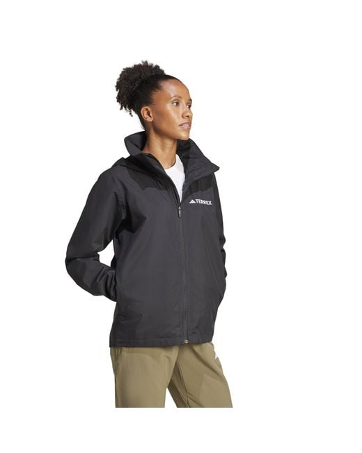 Adidas Blue Multi Essentials Hooded Long Sleeve Waterproof Jacket
