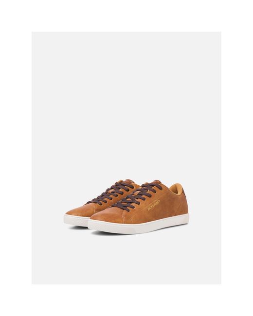 Jack & Jones Brown Bosley Pu Casual Low-Top Trainers for men