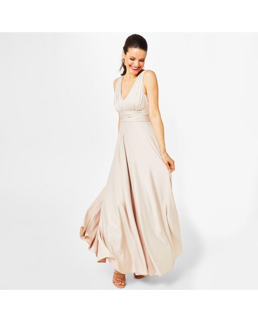 Biba Natural Bridesmaid Deep V Maxi Dress