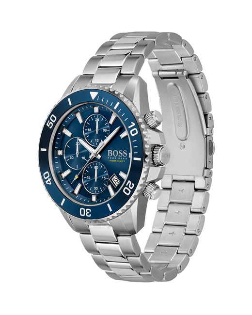 Boss Blue Gents Admiral Stainless Steel Mesh Strap Watch for men