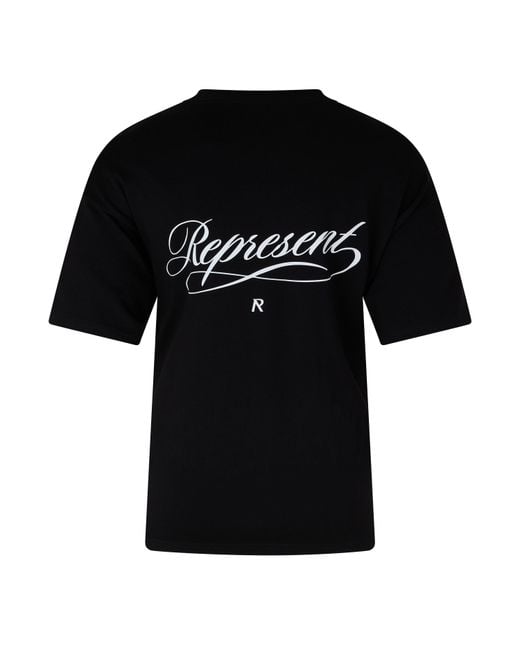 Represent Black Script R Oversized T-Shirt for men
