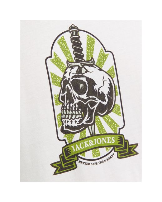 Jack & Jones White J&J Skull T-Shirt for men