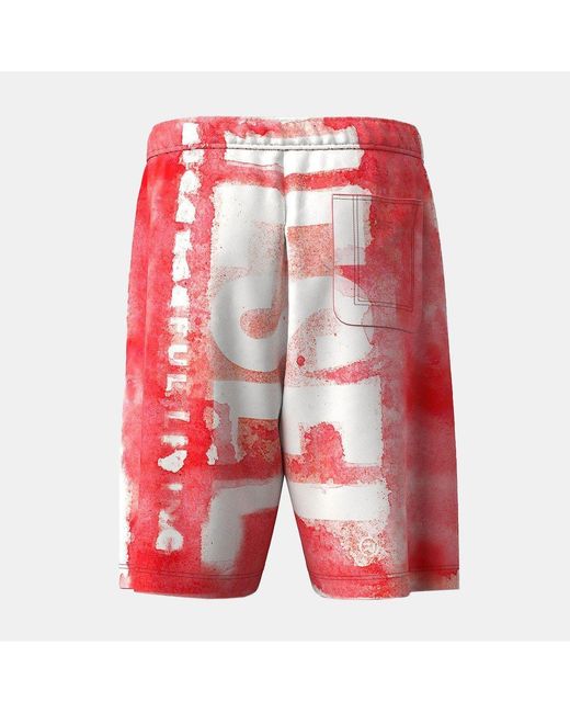 DIESEL Red Fleece Jogger Shorts for men