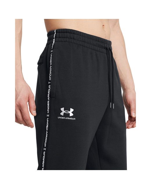 Under Armour Blue Icon Taping Closed Hem Fleece Joggers for men