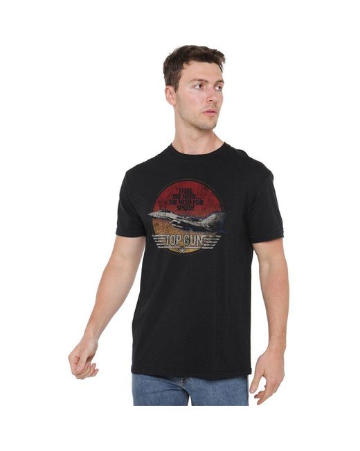top gun Black Fighter Cotton T-Shirt for men