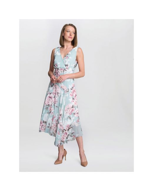 Gina Bacconi Blue India Print Fit And Flare Dress
