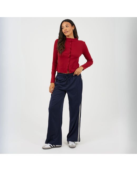 Brave Soul Red Bs Long Sleeve Button Through Top