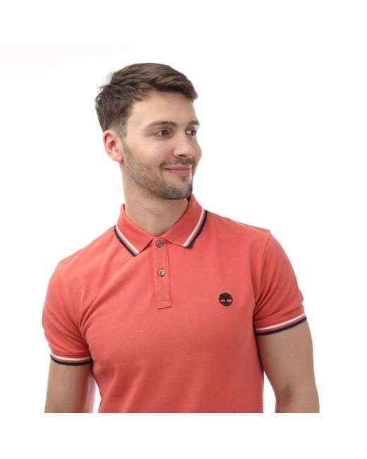 Timberland Red Oyster River Chest Logo Polo Shirt for men
