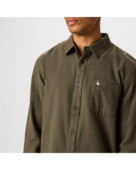 Jack Wills Green Plain Flannel Shirt for men