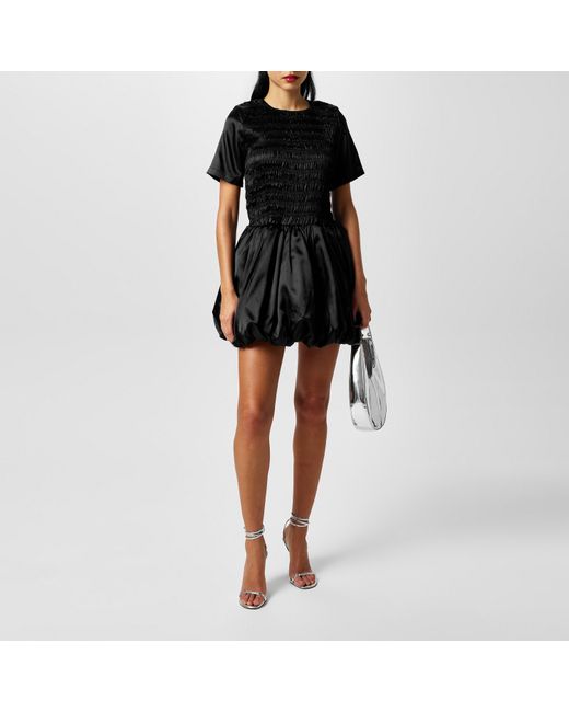 Amy Lynn Black Eleanor Shirred Mini Peplum Dress
