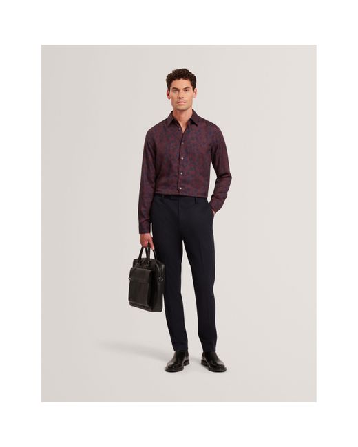 Ted Baker Purple Floral Long-Sleeve Patterned Shirt for men