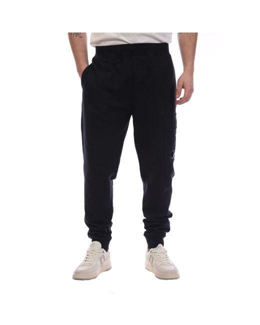 C P Company Black Light Fleece Lens Tracksuit Bottoms for men
