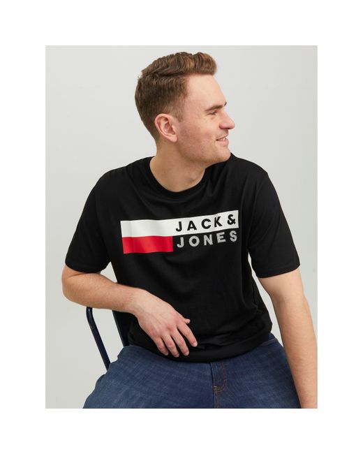 Jack & Jones White Short Sleeve Logo T-Shirt Plus Size for men
