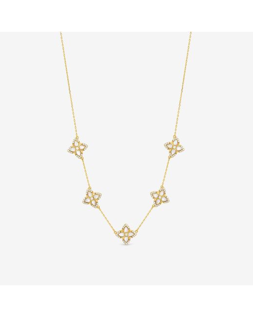 Jon Richard Metallic 14K Plated Mother Of Pearl Clover Necklace