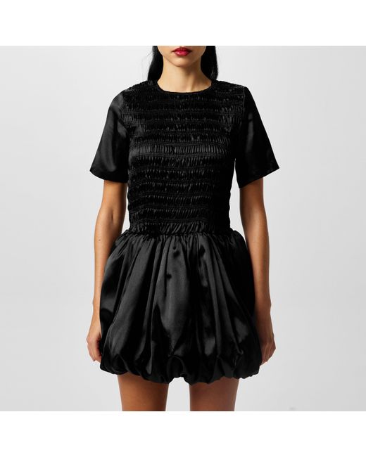 Amy Lynn Black Eleanor Shirred Mini Peplum Dress