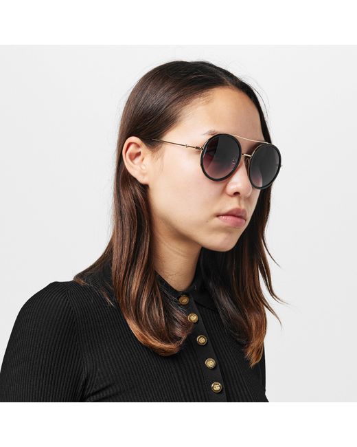 Gucci Purple Stripe Round Pilot Sunglasses