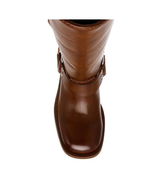 Steve Madden Brown Eastern Motorcycle Boots With Block Heel