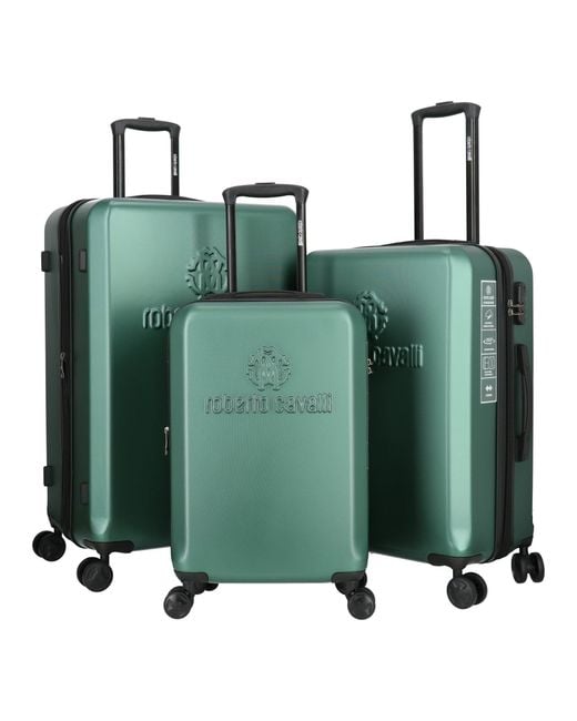 Roberto Cavalli Green Classic Logo Hard Suitcases