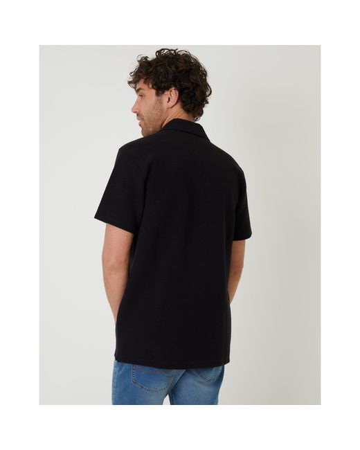 Threadbare Black Embley Short-Sleeve Patterned Shirt for men