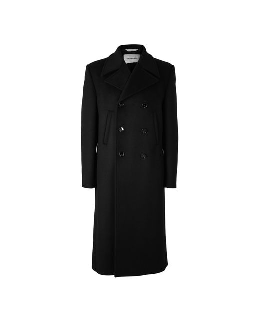 Balenciaga Black Bal Wool Ovrcoat Sn63 for men