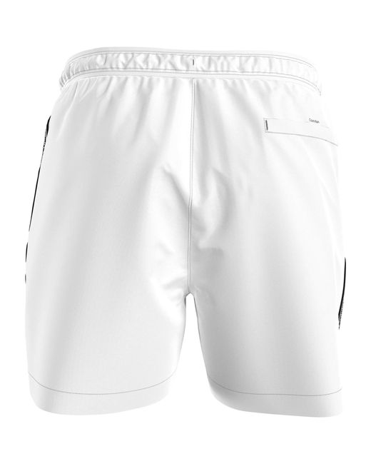 Calvin Klein White Medium Tape Swim Shorts for men