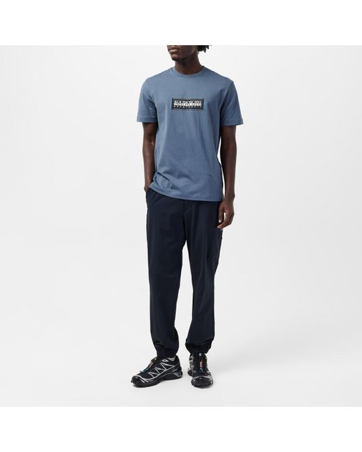 Napapijri Blue Nap Box Logo Short Sleeve T-Shirt for men