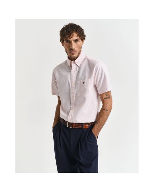 Gant White Regular-Fit Classic Short Sleeves Oxford Shirt for men