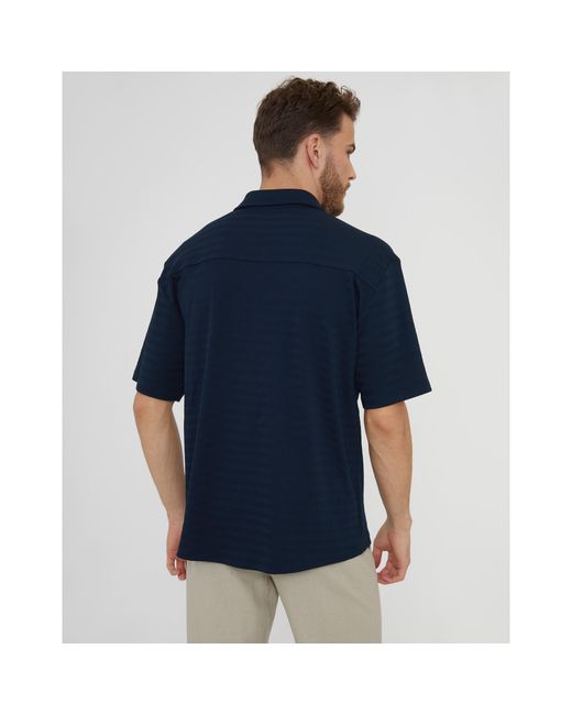 Threadbare Blue Drewrea Short-Sleeve Patterned Shirt for men