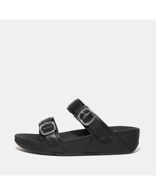 Fitflop Black Lulu Adjustable Leather Slides