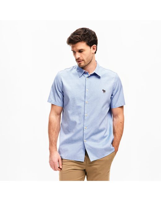 Paul Smith Blue Short-Sleeve Plain Shirt for men