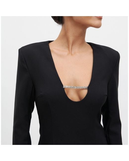 Pretty Lavish Black Lou Long Sleeve Embellished Trim Mini Dress