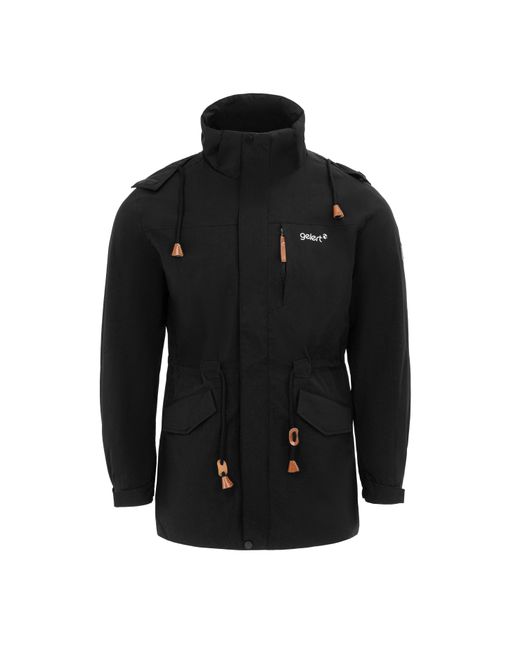 Gelert Black Wind Resistant Fleece Lined Detachable Hood Long Sleeve Full Zip Hoodie for men