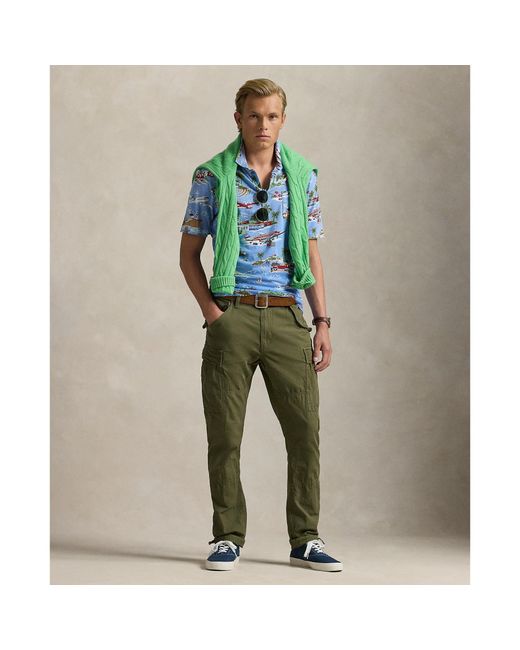 Polo Ralph Lauren Blue Standard Fit Bear Linen-Cotton Polo for men