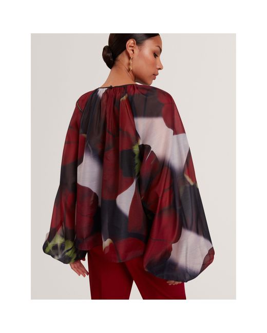 Ted Baker Red Long Sleeve Print Blouse