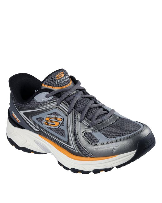 Skechers Blue Slip-Ins Metallic Overlay Mesh Snea Slip On Runners for men