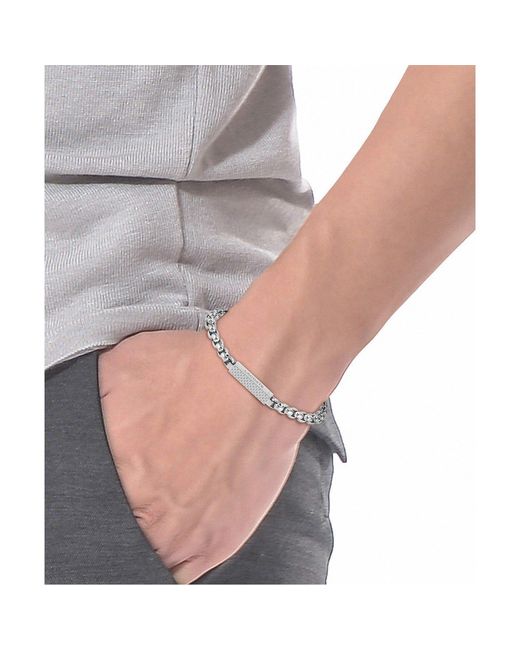 Lacoste White Lessentiel Stainless Steel Box Chain Bracelet for men