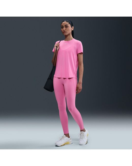 Nike Pink Dri-Fit One Standard Fit Short-Sleeve Top