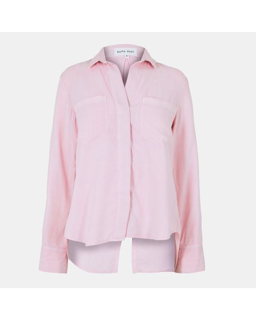 Bella Dahl Pink Split Back Long-Sleeve Plain Shirt