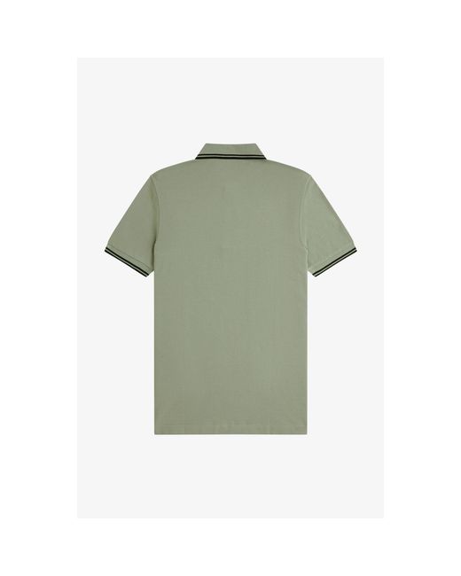 Fred Perry Green Short Sleeve Twin Tipped Polo Shirt for men
