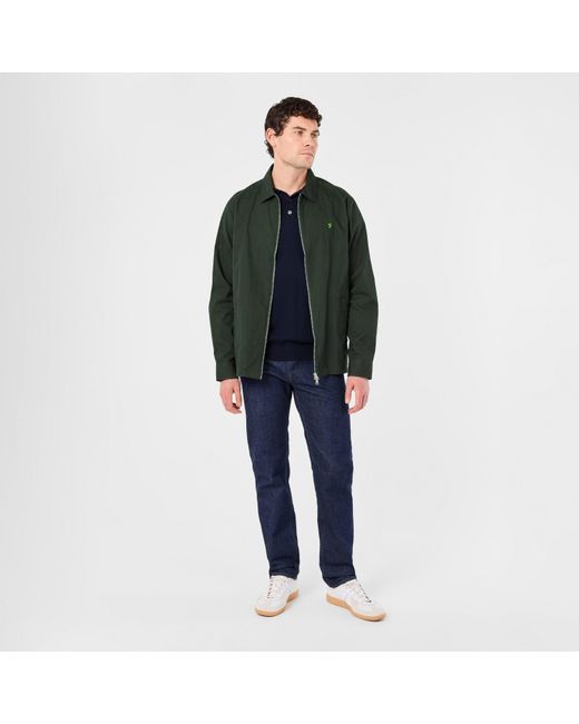 Farah Green Radley Long Sleeve Zipped Overshirt for men