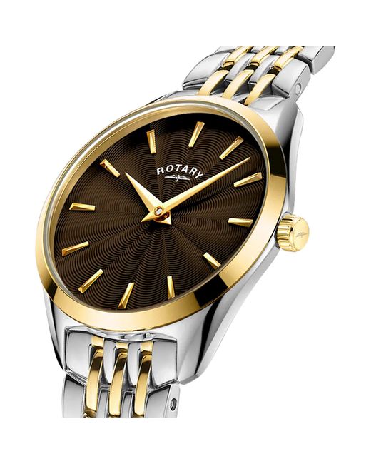 Rotary Metallic Ladies Ultra Slim Two Tone Ss Bracelet Wat