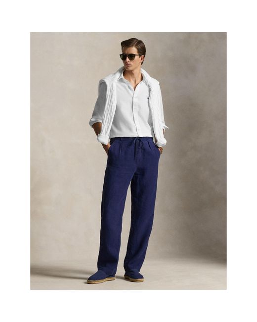 Polo Ralph Lauren White Linen Long Sleeve Shirt for men