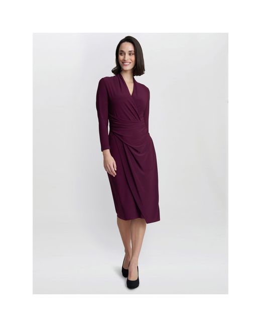 Gina Bacconi Purple Gloria Jersey Wrap Dress