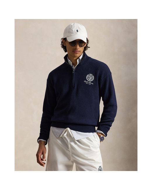 Polo Ralph Lauren Blue Relaxed Fit Quarter Zip Jumper for men